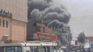 المسار نيوز حريق ضخم في سوق ودمدني الكبير